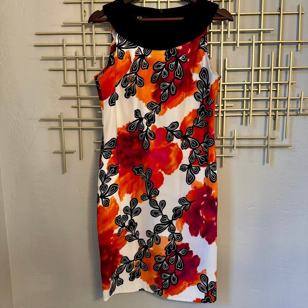 AGB Floral Sheath Dress Size 10 Colorful Sleeveless Midi